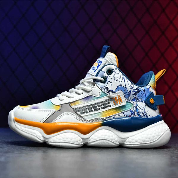 

athletic outdoor children brand boys basketball shoes thick sole non-slip girls kids sneakers child sport shoes p230404, Black