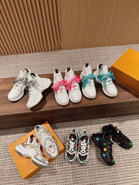

2023 designer archlight shoes monograms sneakers runway dress lace up white mesh black breathable bow high sole platform trainer leather wit
