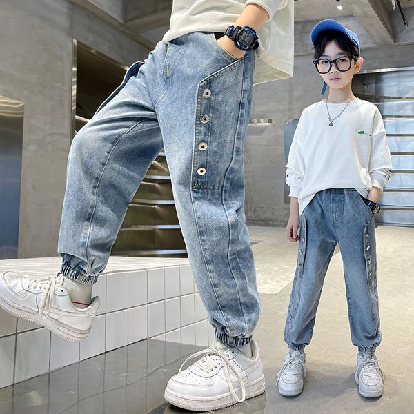 

jeans men's jeans spring and autumn children's casual elastic waist denim 230406, Blue