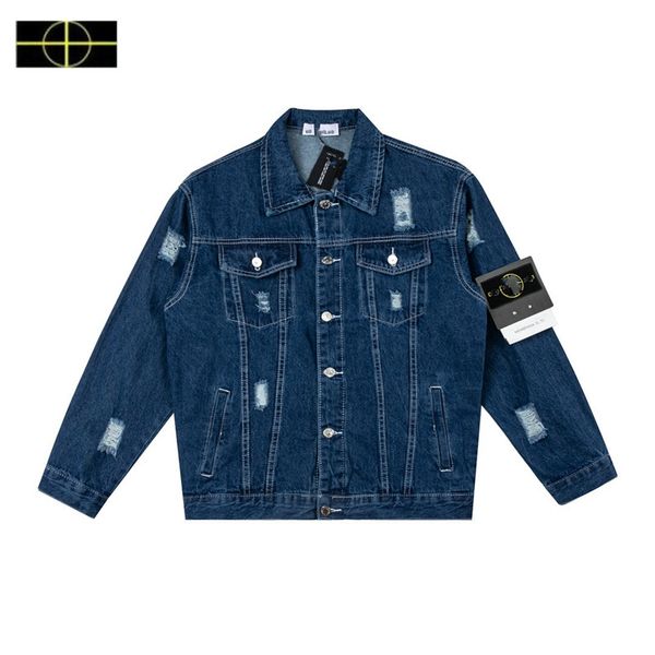 

2023 spring/summer new fashion brand embroidered stone coat island denim jacket coat, Black;brown