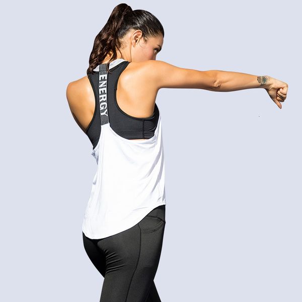 

yoga outfits gym womens sports letter backless shirts sleeveless fitness running quick dry tank crop 230406, White;red