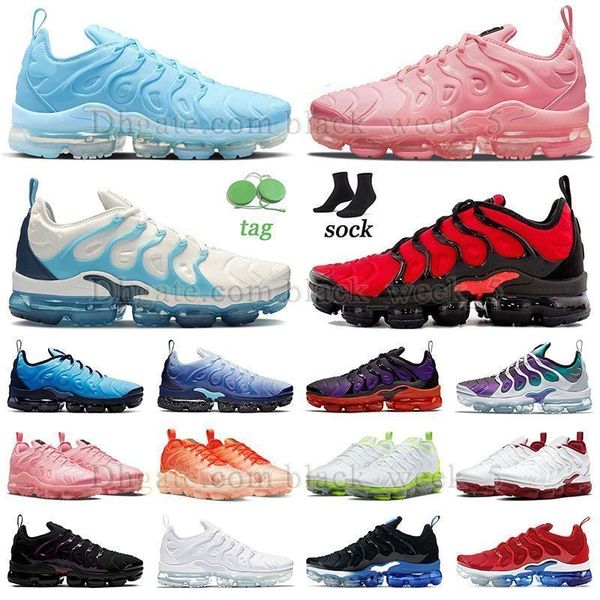 

new fashion running shoes tn plus university blue bubblegum blue force university red mens womens sneakers orange gradient white volt voltag