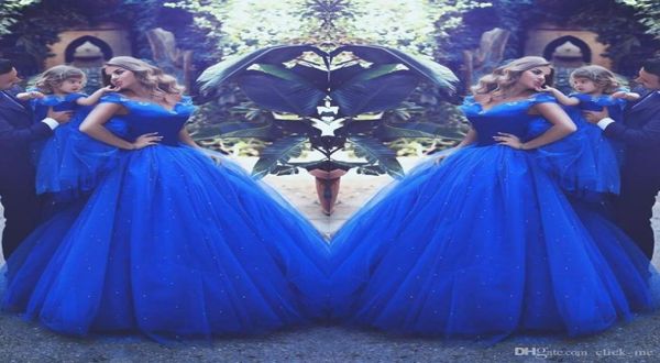 

dreamlike cinderella evening dresses ball gown mother and daughter prom dress tulle off shoulder flowers long child pageant 7632966, Black;red