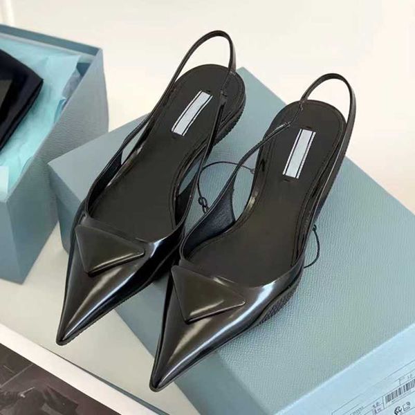 

luxury womans heels fashion designer brand pointed toe sandals glossy original design trend famous high heeled party shoes, Black