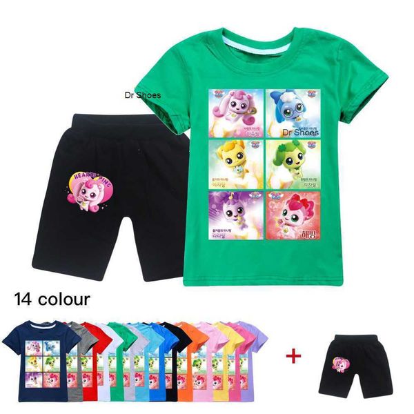 

clothing sets sale children tshirts sets korean cartoon catch teenieping clothes teenage girls cotton shirts casual summer tees suits w23021, White