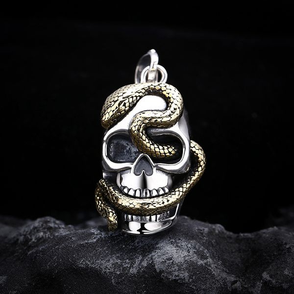 

snake skull pendant necklaces 925 sterling silver necklace vintage fashion timeless mens vintage gothic punk fine jewelry accessories gift f