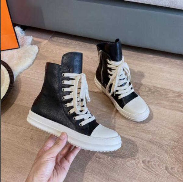

rick shoes rric owens style fashion women sneakers streetwear black casual pu leather canvas shoes st515