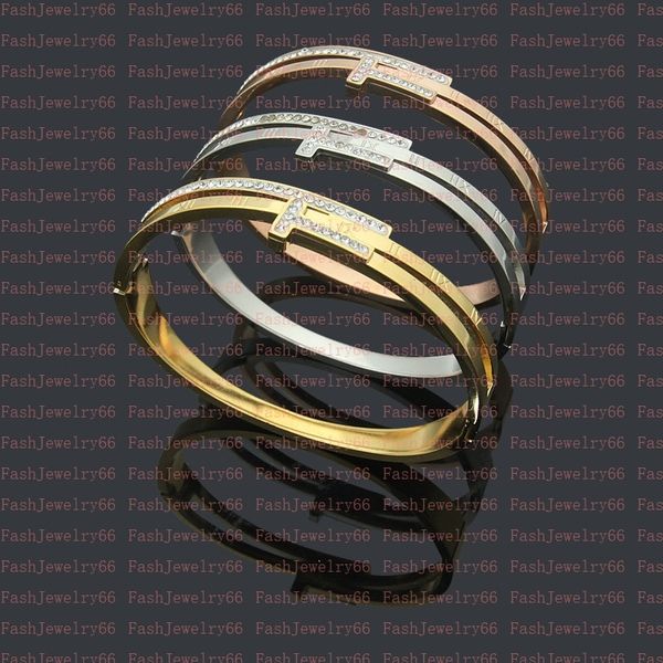 

designer gold bangle women stainless steel open couple bracelet men's fashion luxury jewelry valentine's day jewelry wholesale wit, Black