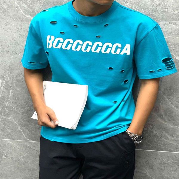 

2021ss spring and summer new high grade cotton printing short sleeve round neck panel t-shirt size m-l-xl--xxxl color black w260b, Black;brown