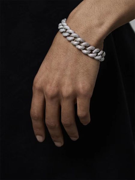 

designer moissanite diamond tennis bracelet 19cm with official size silver cuba bracelet for man never fade, Golden;silver