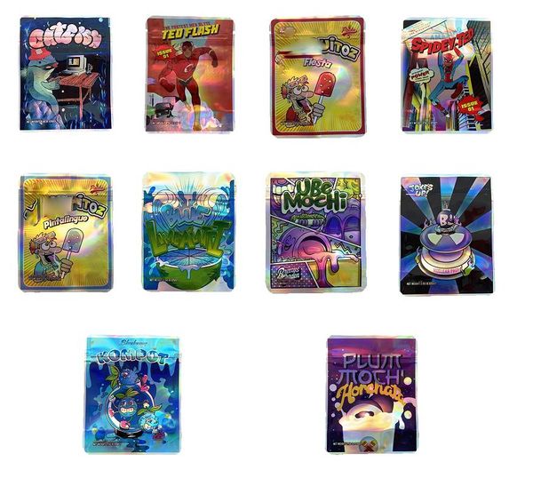 

wholesale package mylar bags 3.5g blue limealatti ube mochi kompot punch stand up pouch zipper baggies