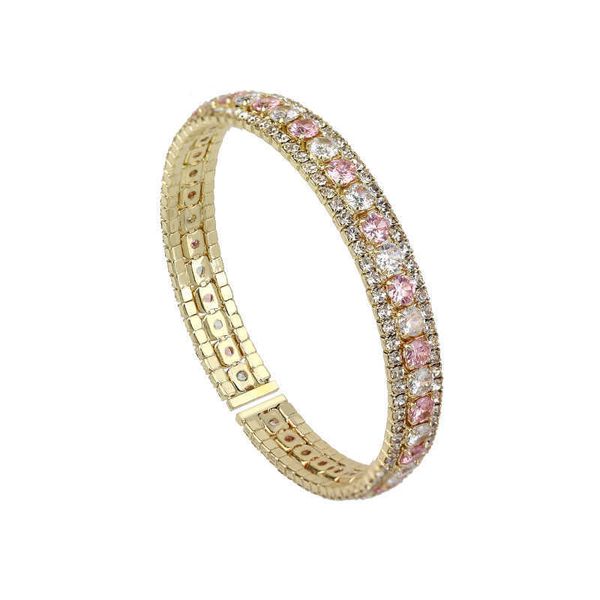 

bangle colorful zirconium mixed inlaid circular ring with full diamond opening design, adjustable bracelet, women's fashionable titaniu, Black