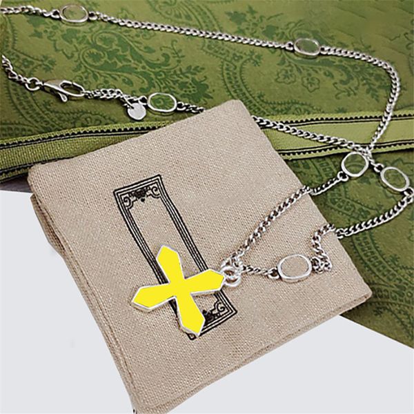 

enamel cross necklaces men letter sliver chains necklace pendants necklaces for men birthday present, Silver
