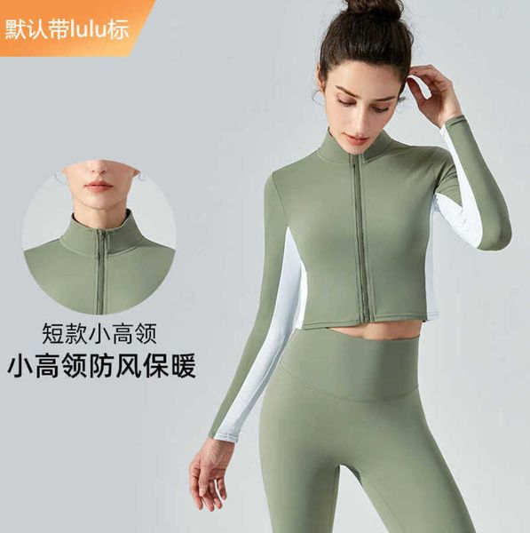 

designer lululemens women jacket autumn and winter new coat original standard long-sleeved female wrap skin warm waist zipper sports female, Black;brown