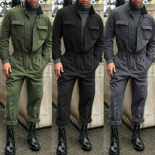 

men's tracksuits mens vintage military coveralls casual romper slim fit workwear jumpsuit pants 230406, Gray