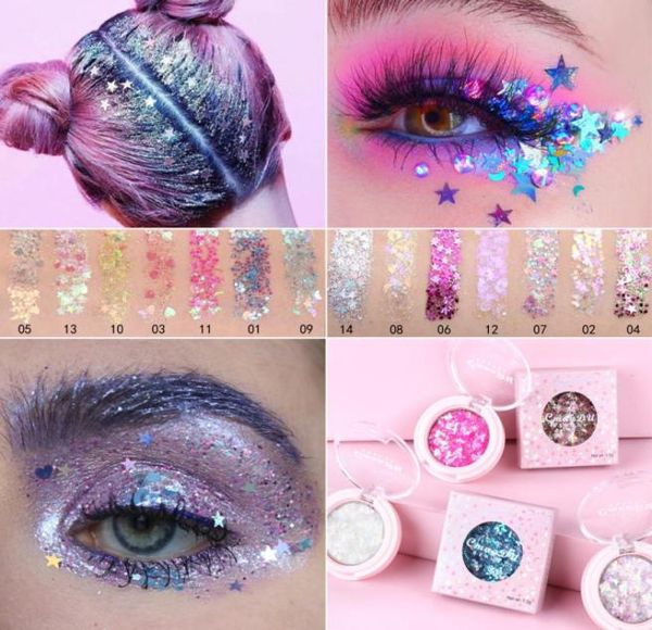 

maquillage single sequins eyeshadow gel glitter star heart fragments eye shadow longlasting easy to wear diamond shiny face makeu7223374