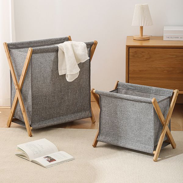 

Other Laundry Products Dirty Clothes Basket Storage Foldable Household Bamboo Wooden Bathroom Laundr 230406