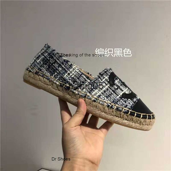 

small fragrant straw woven fisherman's shoes women's thick soles one-footed round toe flat bottomed loafers casual shallow t230213, Black