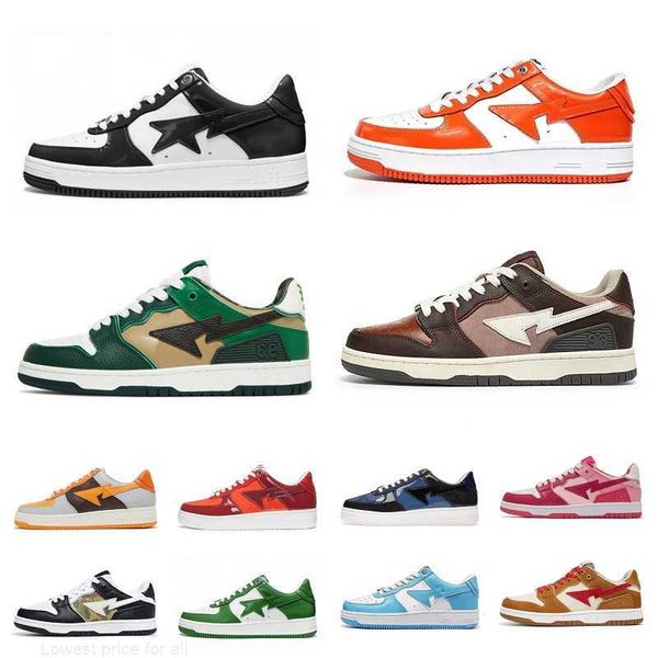 

2023 bapestas baped designer casual shoes platform sneakers bapesta sk8 sta patent leather green black white plate-forme for men women train