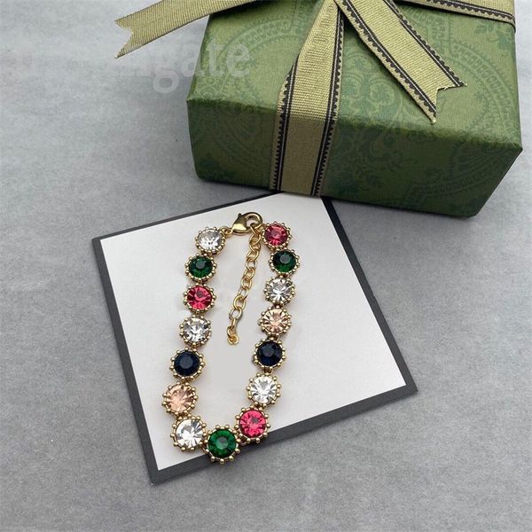 

crystal charms luxury bracelet designer bracelets for women couples mother s day gifts jewelry gold plated colorful metal mens bracelet fash, Golden;silver