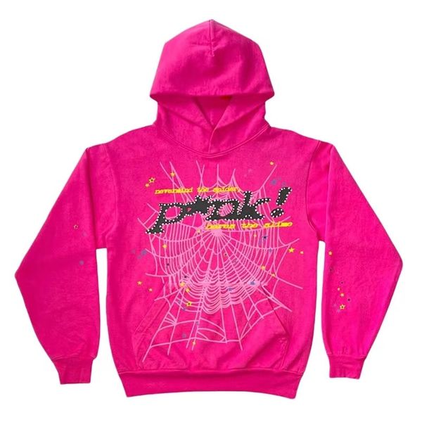 

23sweatshirts young thug pink sp5der hoodie men women foam print spider web graphic 4dnj, Black