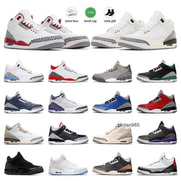 

2023 men basketball shoes 3 3s sports running sneakers unc cardinal red dark iris white cement reimagined cool grey a ma maniere black cat w