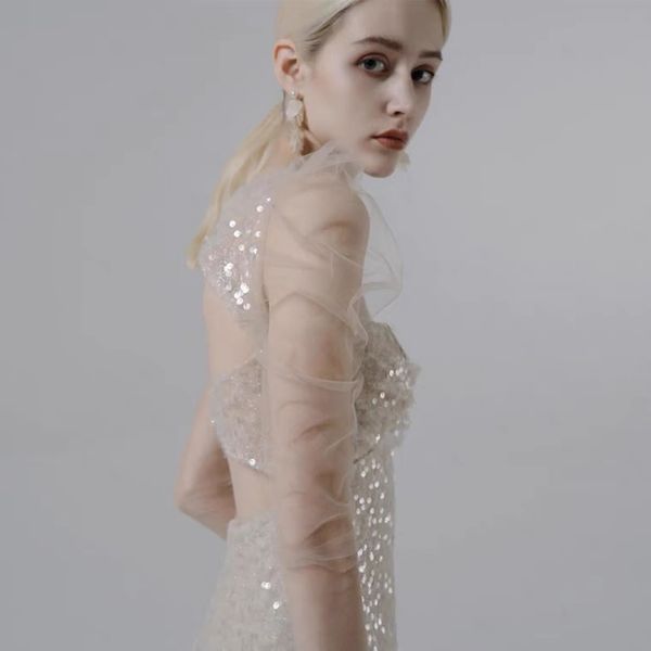 

luxury celebrity dresses shiny exquisite transparent sleeve sequined beading mermaid sweetheart backless evening party gowns, Black;red