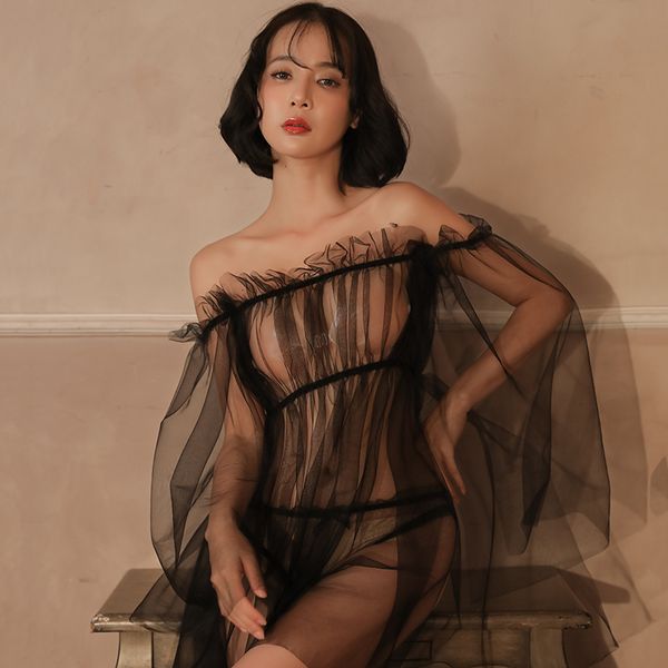 

set erotic lingerie perspective nightdress cute temptation tease passion suit doll collar stripper clothes nightwear 230406, Red;black