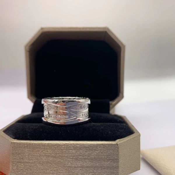 

silver with diamond ring designer design ring high end luxury couples rings classic ceramic ring valentine's day christmas jewelry gift