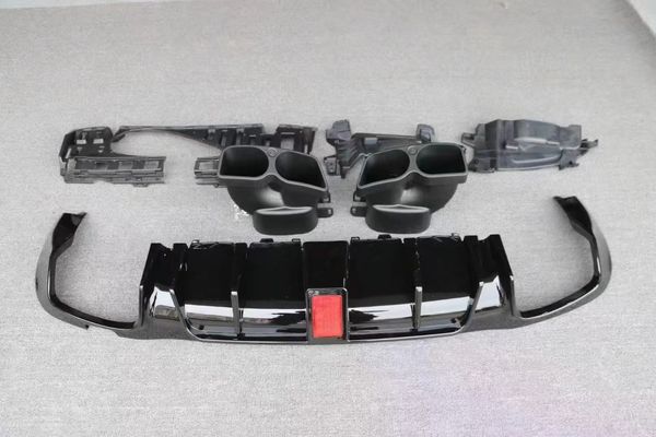 

car rear bumper diffuser lip spoiler for mercedes benz c-class w205 c200 c300 c400 c43 c63 amg 14-19 diffuser with exhaust tips