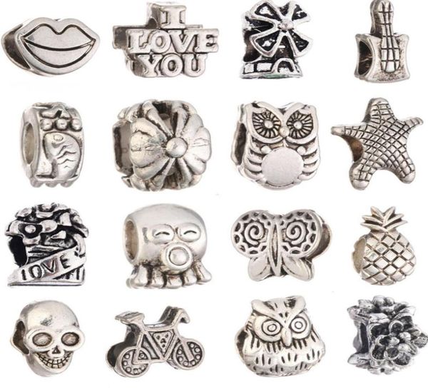 

big hole charms loose beads for european diy jewelry braceletnecklacependant women charm big hole beads many styles for choose8103376, Black