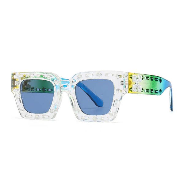 

fashion off w sunglasses luxury new modern square sunglasses ins style hollow out versatile street pgraphy for men and womenklca, White;black