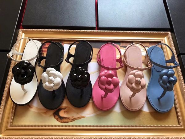 

women flat sandals slippers shoe stylish lambskin camellia flower causal thong classic slipper designer luxury fashion summer outdoors pool, Black