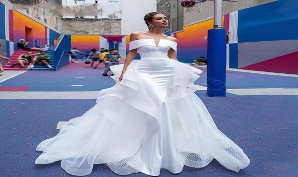 

detachable mermaid wedding dresses 2020 satin 2 in 1 elegant boat neck ethel rolyn white bride gowns customized vestidos de novia2287370