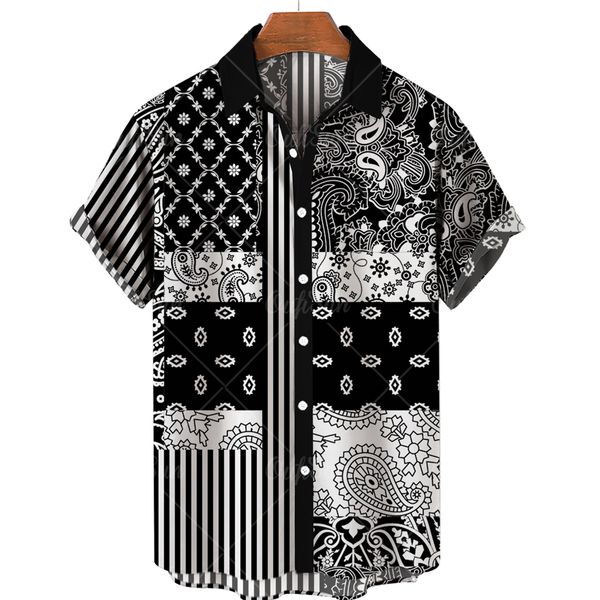 

men's casual shirts men's clothing 3d hawaiian shirt men fashion cashew flower geometric printed shirts single-breasted shirt for, White;black