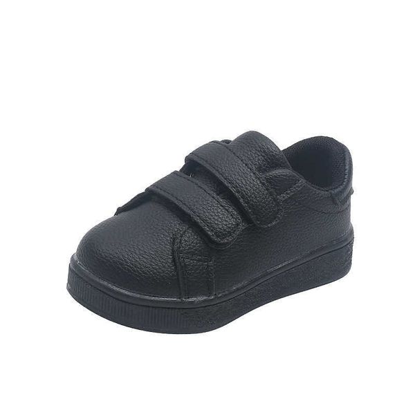 

athletic outdoor 2022 spring new boys sneakers korean school shoes soft casual versatile solid black hook loop non-slip leather breathable f