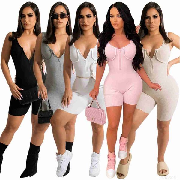 

jumpsuit women nightclub one piece onesies clubwear jumpsuits solid sleeveless rompers summer shorts clothes, Black;white