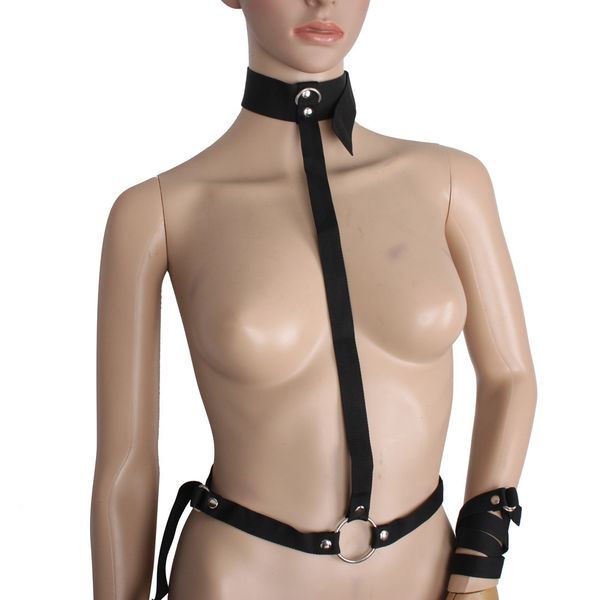 

fabric toughage womens leather chest harness body caged bra punk waist belt gothic strappy adjustable black gothic cage doll realistic, Black;white