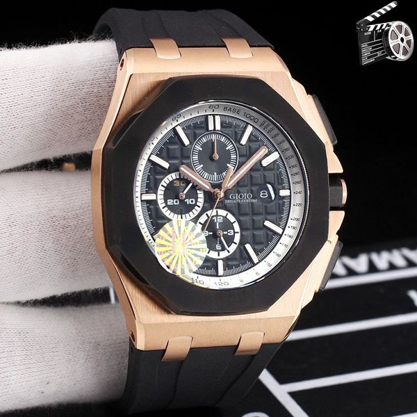 

men rose rold automatic mechanical black rubber watch 010, Slivery;brown