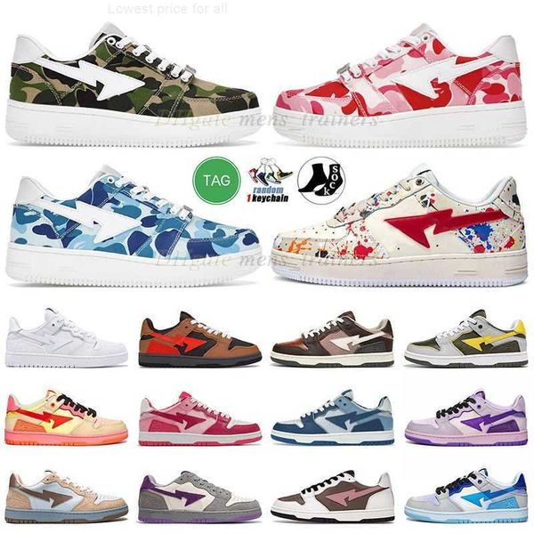 

full printed bapestas casual shoes mens women designer sneakers sta sk8 abc camo grey light blue pink vintage beige indigo white red wheat b, Black
