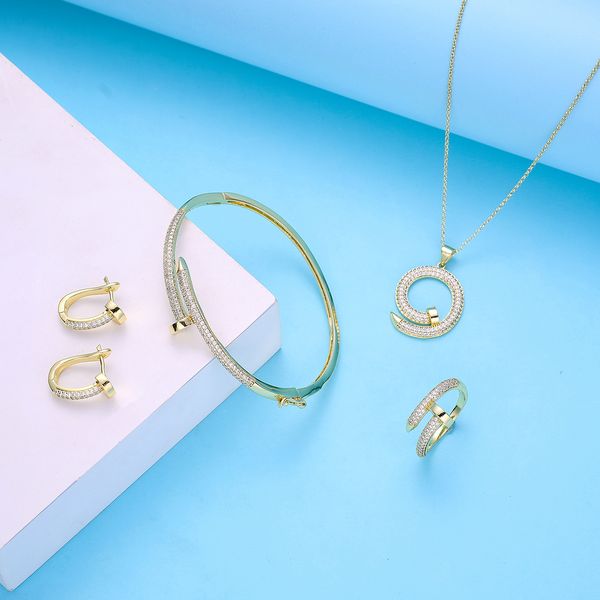 

other jewelry sets march design na il wedding jewelry set for women fashion copper 230407, Silver