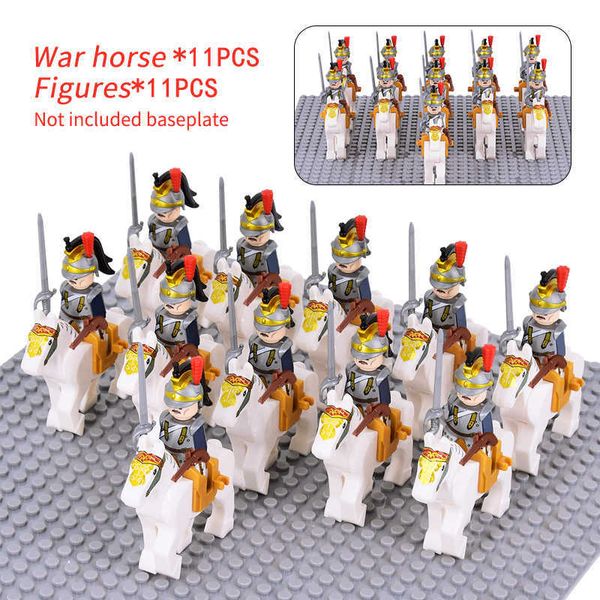 

model kits ww2 military french dragoon british soldiers cavalry knights figures army scottish fuisiler building blocks weapons brick toys p2