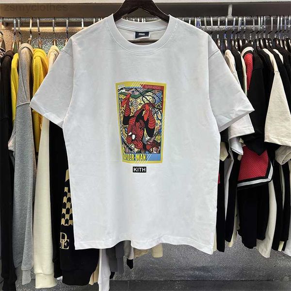 

t-shirts for men kith patterned round neck casual cotton blouse t-shirt for men and women, White;black