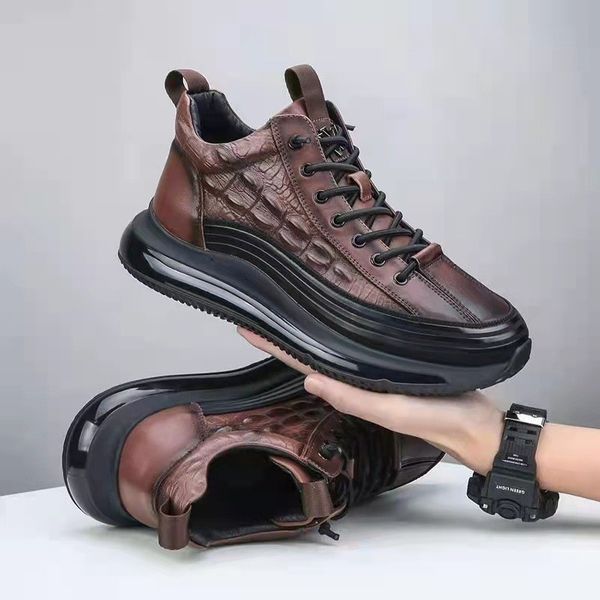 

dress shoes men sneakers 2023 spring autumn light breathable running outdoor comfortable leisure lace up sports male vulcanized 230407, Black