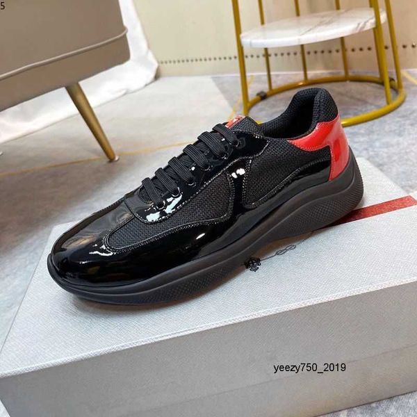 

men america cup xl leather sneakers patent flat trainers black mesh lace-up casual shoes outdoor runner mkjl0006