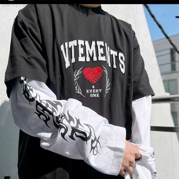 

men's t-shirts vetements 2023ss new spring and summer lettering printed cotton round neck oversized t-shirt for men and women, White;black