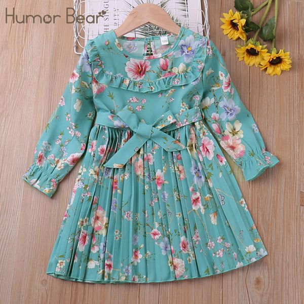 

girl s dresses humor bear girls long sleeves autumn flower printed sweet children clothes for 2 6 years 230407, Red;yellow