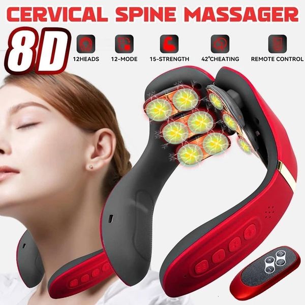 

back massager electric neck instrument 12 heads 15 gears 12 models heating high frequency vibration machine for shoulder 230406