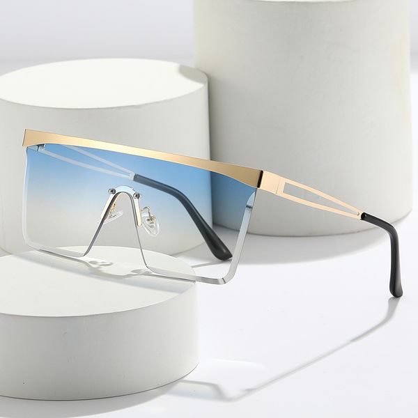 

sunglasses frames hip hop exaggerated large frame conjoined ladies frameless men women square lenses fashion sun glasses for 230407, Silver