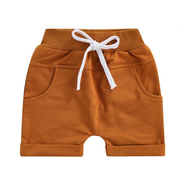 

shorts preschool boys' summer casual shorts fashion solid color lace up elastic waist shorts with pockets 230406, Black